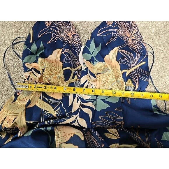 Sweet Lemon Floral Backless Maxi Sun Dress Front Slit Blue Women’s Size M NWT - Picture 8 of 10